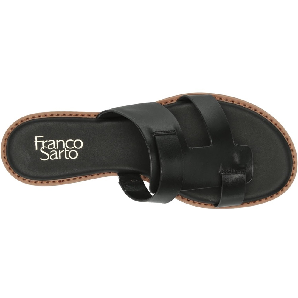 NEW Franco Sarto Black Leather Sandals - Picture 5 of 7